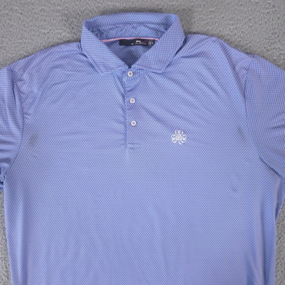 Ralph Lauren Polo‎ Shirt Mens XL Blue RLX Geometric Performance Preppy Golf